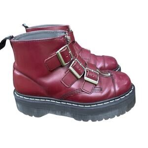 Dr Martens Aggyness Aggy Strap Cherry Red Women's Size 8 US / 6 UK  *Broken Zip*